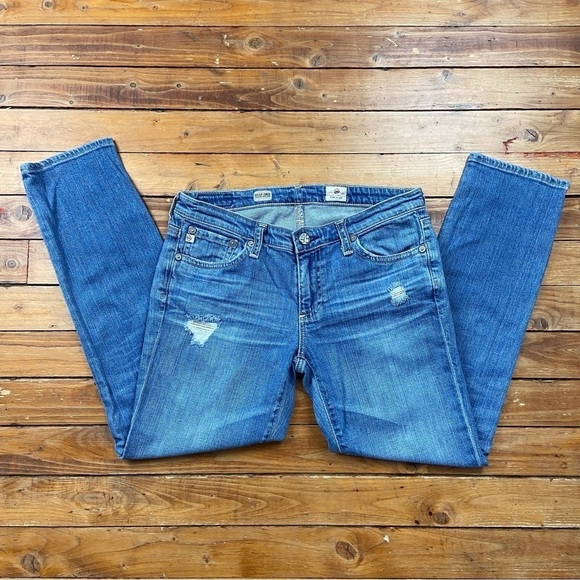 AG Adriano Goldschmied Stilt crop cigarette jeans ripped faded blue denim 27 - Picture 1 of 14